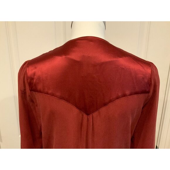 Juliette Longuet Maroon Zip-Up Dress W/ Pockets & Long Sleeves, Size 2 - Picture 10 of 12